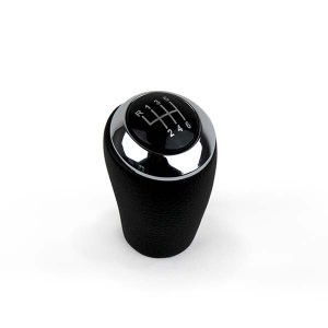 MX5 6-speed manual transmission shifter, black leather with chrome ring