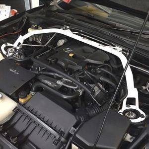 Ultra Racing 4-point front upper strut bridge for Mazda MX-5 NC (2005-2015) for added chassis rigidity, better stability and more direct steering feel.