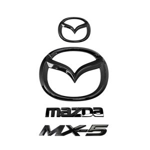 Gloss black Mazda emblems set 4-piece for MX5 NCFL 2009-2015 aluminum badges front and rear