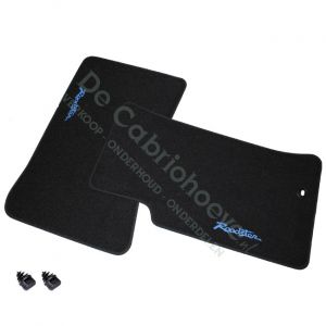 MX5 Mats black with cobalt blue Roadster logo