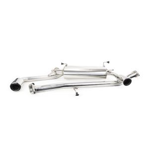 Double stainless steel exhaust with intermediate pipe from catalytic converter for Mazda MX5 NA 1.6 116hp (1989-1994) and 1.8 131hp (1994-1997), stainless steel 304, fitting up to chassis number ending in 308212.
